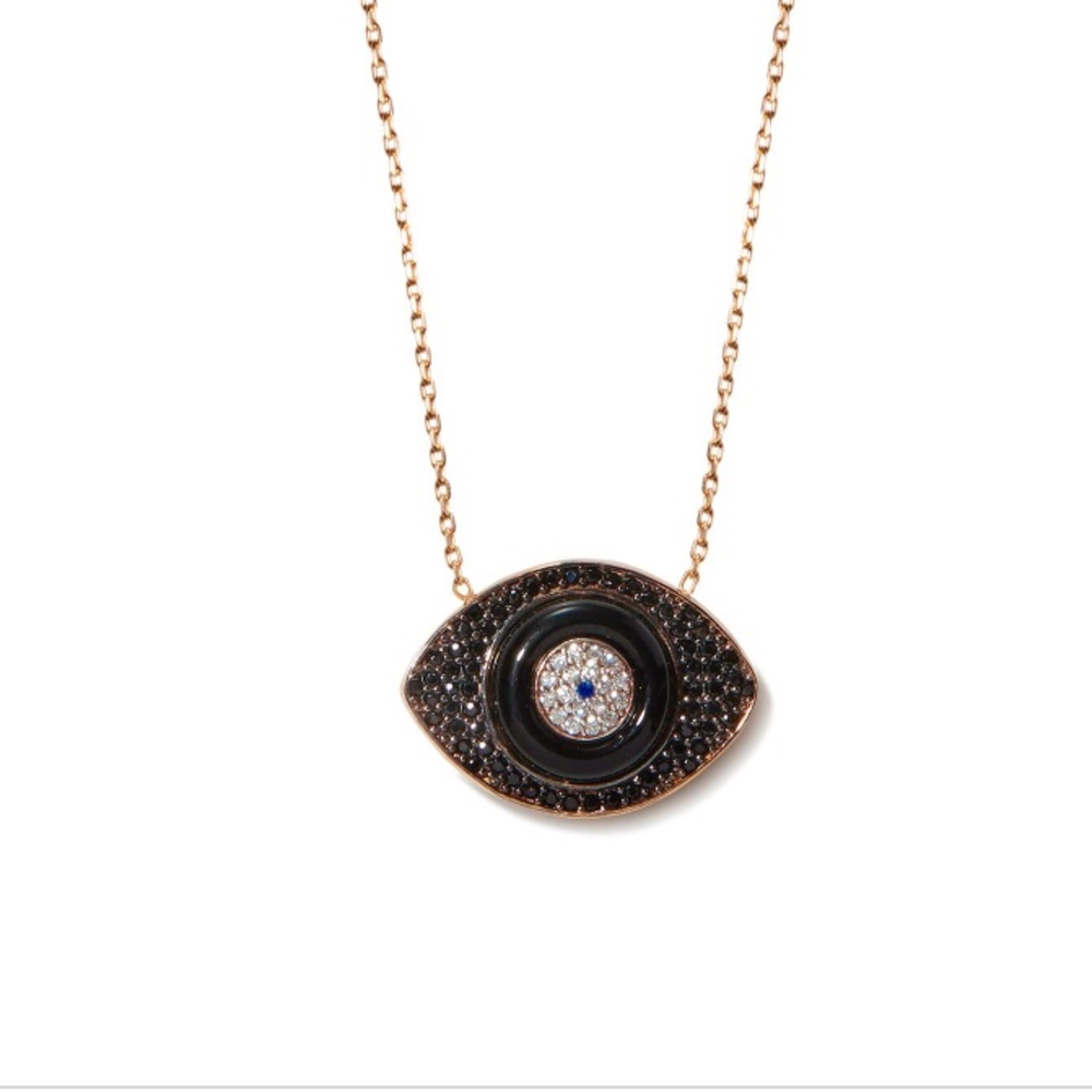 Evil eye necklace plated in 18k rose gold